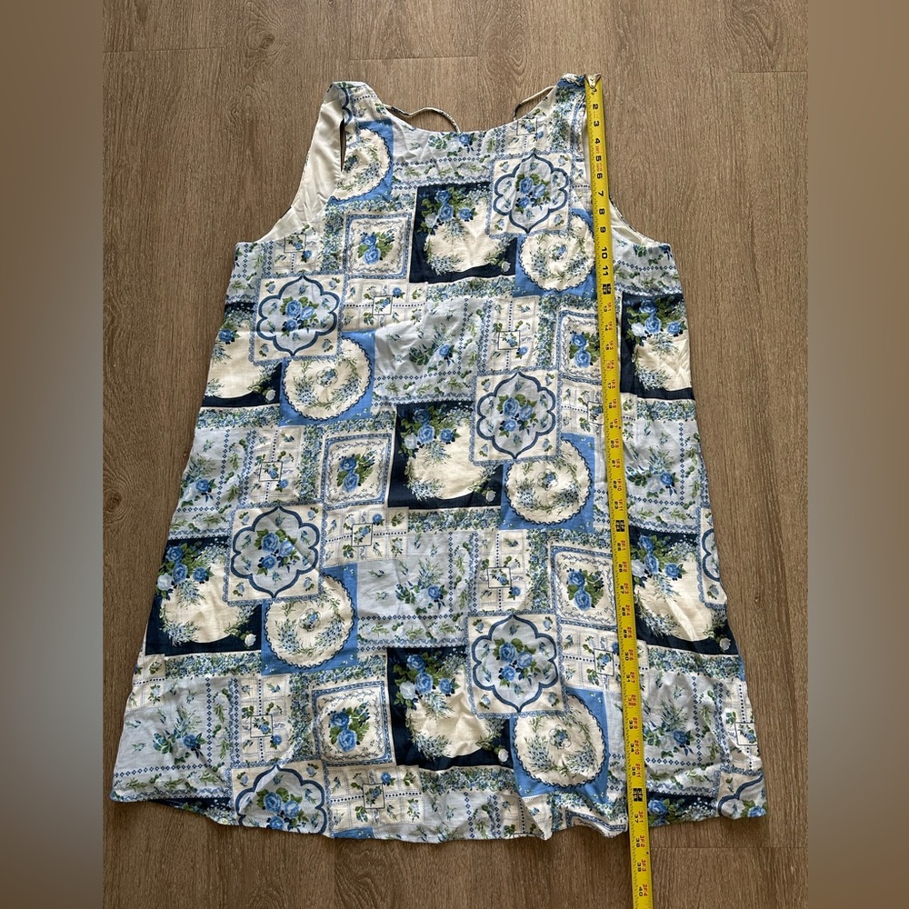 Abercrombie & Fitch Light Blue Floral Open-Back Trapeze Mini Dress Size XL Tall - Picture 8 of 13